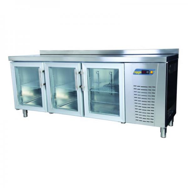 TPS-63-GD Counter Type 3-Door Snack Refrigerator - Glass Door